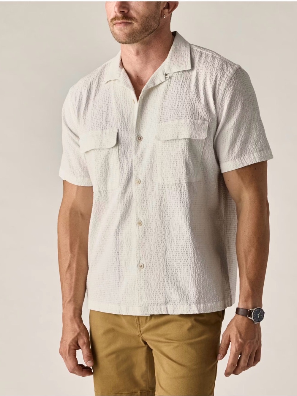 Flint and Tinder Men's Seersucker Keys Camp Shirt